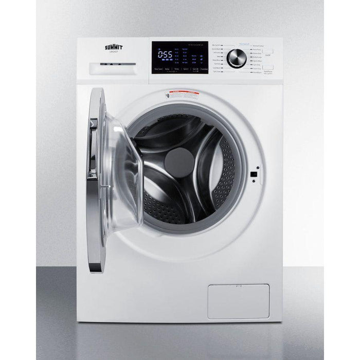 Summit 24 in. Wide 110-120V Compact Front Load Washer with 2.7 cu. ft. Capacity, 15 Wash Cycles, Stainless Steel Drum, Child Lock in White - LW2427