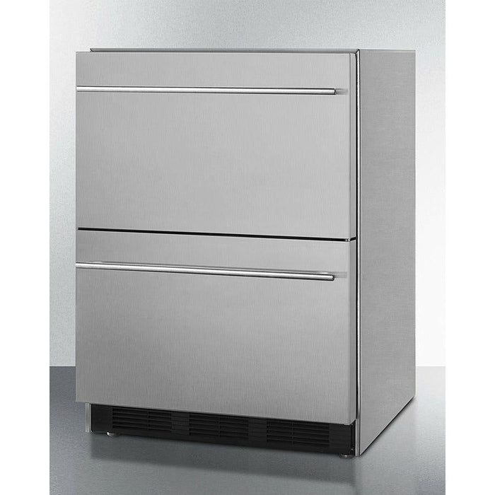 Summit 24 in. Wide 2-Drawer All-Refrigerator, ADA Compliant with 3.1 Cu. Ft. Capacity, Adjustable Thermostat, Fan-Forced Cooling - SP6DBS2D7ADA