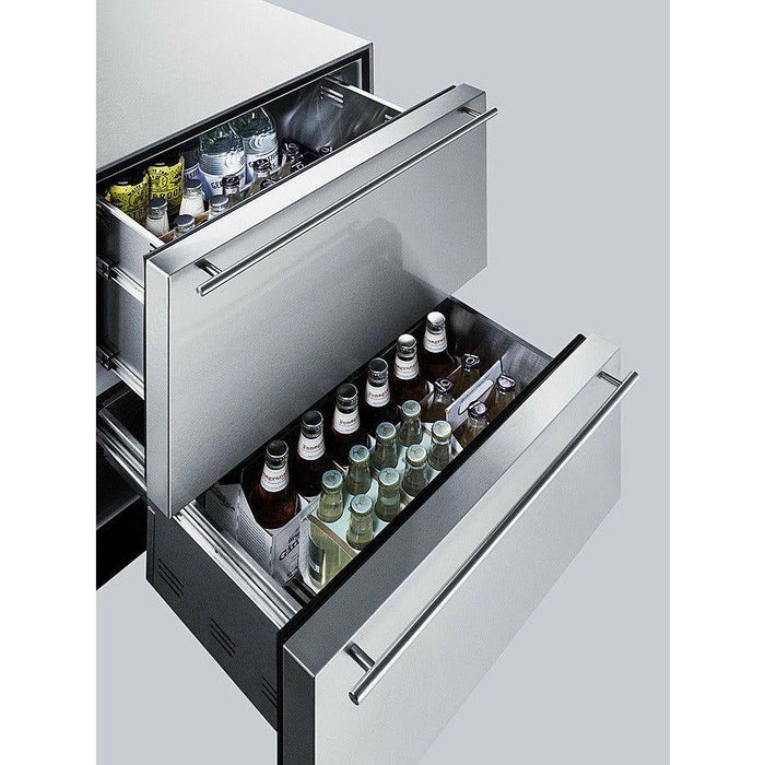 Summit 24 in. Wide 2-Drawer All-Refrigerator, ADA Compliant with 3.1 Cu. Ft. Capacity, Adjustable Thermostat, Fan-Forced Cooling - SP6DBS2D7ADA