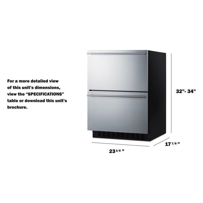 Summit 24 in. Wide 2-Drawer All-Refrigerator, ADA Compliant with 3.1 cu. ft. Capacity, Frost Free Defrost, CFC Free, LED Lighting - ASDR2414