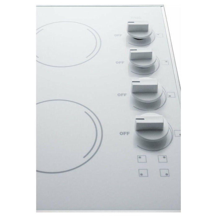 Summit 24 in. Wide 230V 4-Burner Radiant Cooktop with 4 Elements, Installs Over Oven, Schott Ceran Glass, Push-to-Turn Knobs - CR425