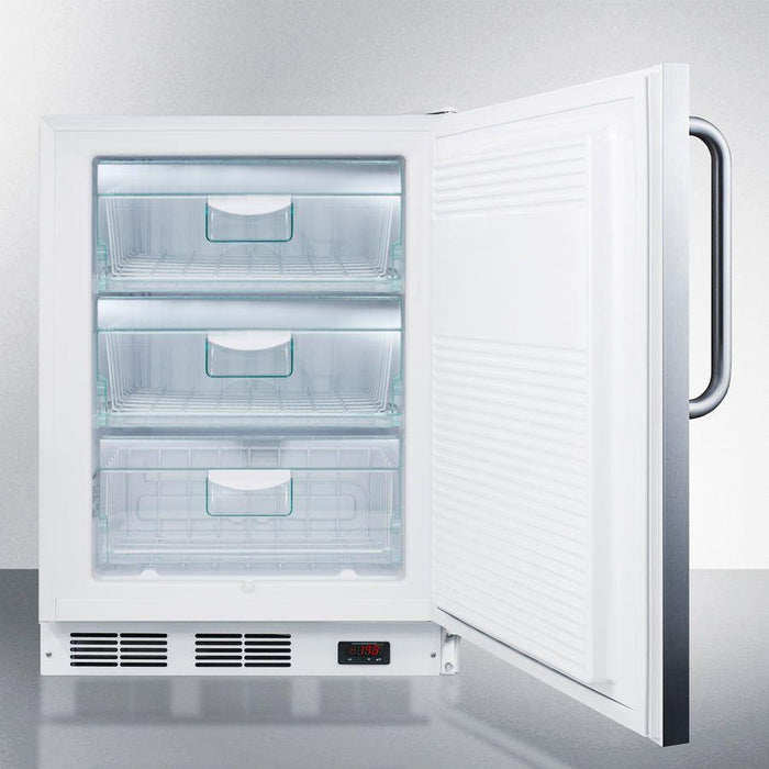 Summit 24 In. Wide All-Freezer, ADA Compliant with 3.5 cu. ft. Capacity, Right Hinge, Manual Defrost, ADA Compliant, Approved for Medical Use - VT65MLSS