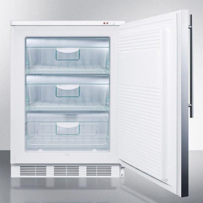 Summit 24 In. Wide All-Freezer with 3.5 cu. ft. Capacity, Right Hinge, Manual Defrost, Approved for Medical Use, Adjustable Thermostat - VT65ML7SS