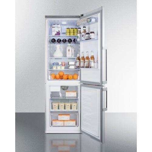 Summit 24 in. Wide Bottom Freezer Refrigerator With Icemaker - FFBF247SSIM