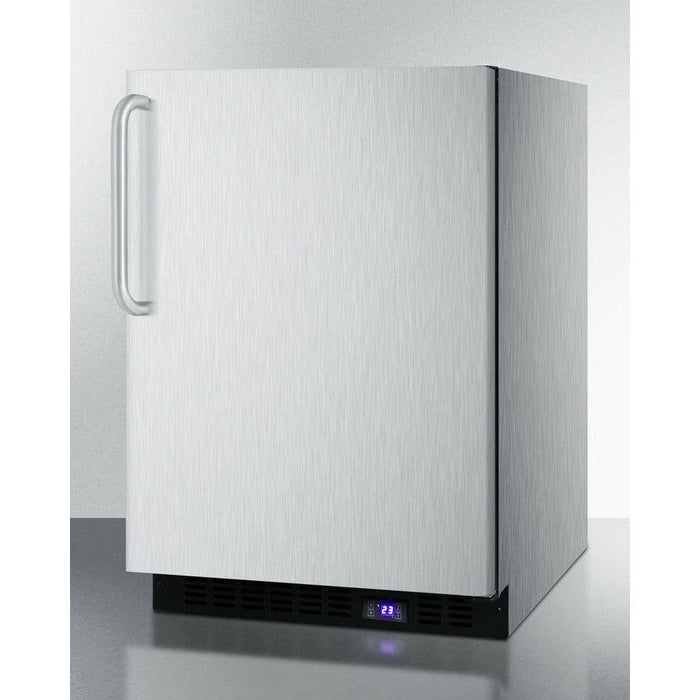 Summit 24 in. Wide Built-In All-Freezer With Icemaker, Adjustable Chrome Shelves, Door/Temperature Alarms, Temperature Memory Function, Recessed LED Light - SCFF53BXCSS