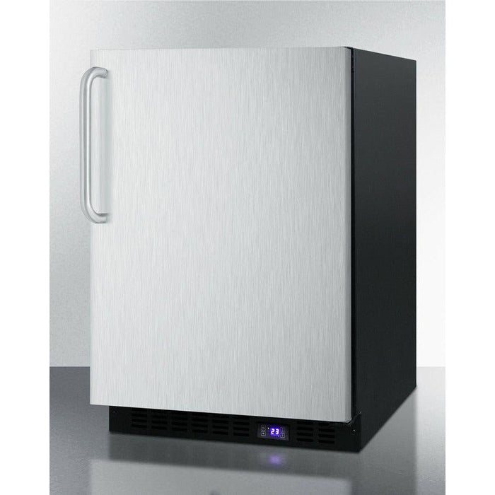 Summit 24 in. Wide Built-In All-Freezer With Icemaker, High-Temperature Alarm, Adjustable Chrome Shelves, Temperature Memory Function, Frost-Free, Open Door Alarm, Built-In Capable, Professional Handle, Fingerprint Resistant - SCFF53BX