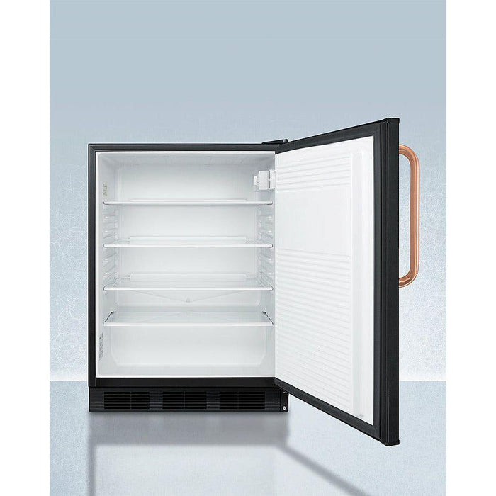 Summit 24 in. Wide Built-in All-refrigerator with Antimicrobial Pure Copper Handle, ADA Compliant - FF7LBLKBITBCADA