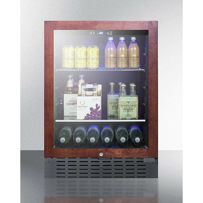 Summit 24 in. Wide Built-In Beverage Cooler with 4.2 Cu. Ft. Capacity, Adjustable Shelves, Lock, Double Pane Tempered Glass Door - SCR2466B