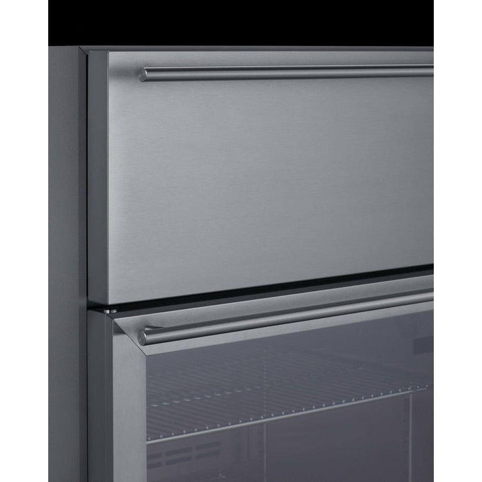 Summit 24 in. Wide Built-In Commercial Beverage Refrigerator With 4.76 cu. ft. Capacity, Top Drawer, Cantilevered Chrome Shelves, Double-Pane Tempered Glass Door - SCR615TD