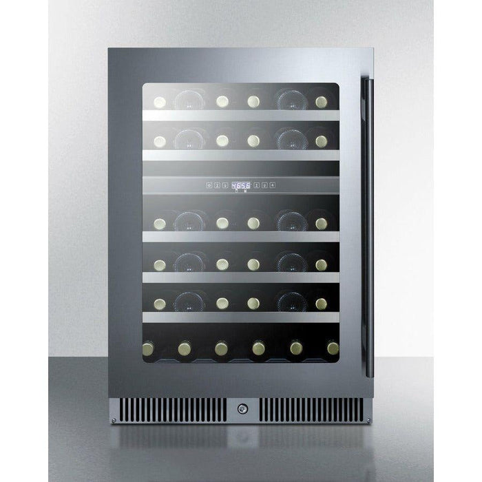 Summit 24 in. Wide Built-In Dual-Zone Wine Cellar with 36 Bottle Capacity, Glass Door, With Lock, 5 Extension Wine Racks, Digital Control - CL244WC