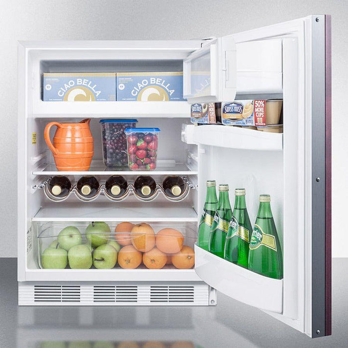 Summit 24 in. Wide Built-In Refrigerator-Freezer, ADA Compliant with 5.1 cu. ft. Capacity, 2 Glass Shelves, Right Hinge, Crisper Drawer, Cycle Defrost, ADA Compliant, Adjustable Glass Shelves, Adjustable Thermostat, CFC Free - CT661WBI