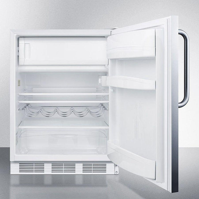 Summit 24 in. Wide Built-In Refrigerator-Freezer, ADA Compliant with 5.1 cu. ft. Capacity, 2 Glass Shelves, Right Hinge, Crisper Drawer, Cycle Defrost, ADA Compliant, Adjustable Glass Shelves, Adjustable Thermostat, CFC Free - CT661WBI