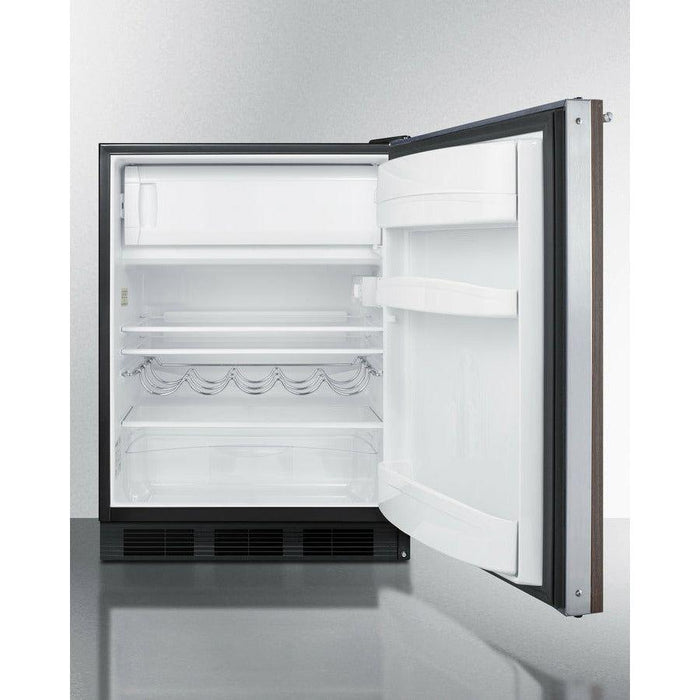 Summit 24 in. Wide Built-In Refrigerator-Freezer With Wood Panel Door with 5.1 cu. ft. Capacity, 2 Glass Shelves, Crisper Drawer, Cycle Defrost, Adjustable Glass Shelves, Adjustable Thermostat, CFC Free, Wine Shelf - CT663BKBIWP1