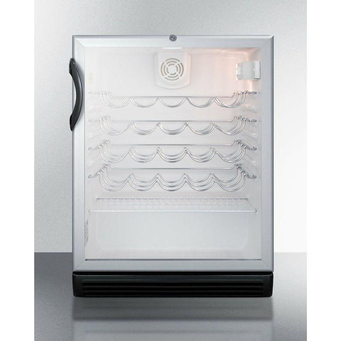 Summit 24 in. Wide Built-In Wine Cellar, ADA Compliant with 36 Bottle Capacity, Right Hinge, Glass Door, With Lock, 4 Adjustable Wine Racks, Analog Control, LED Light, Compressor Cooling, ETL Approved, CFC Free - SWC6GBL