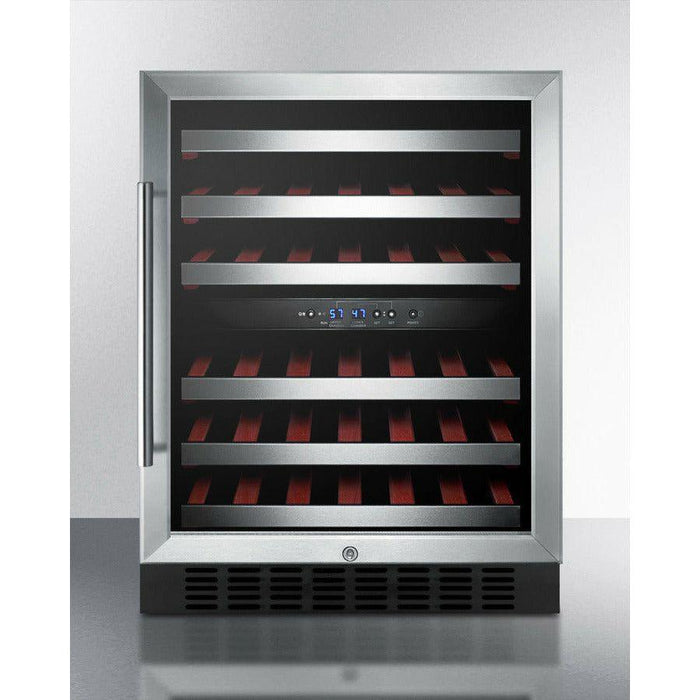 Summit 24 in. Wide Built-In Wine Cellar, ADA Compliant with 46 Bottle Capacity, Right Hinge, Glass Door, With Lock, 6 Extension Wine Racks, Digital Control, Compressor Cooling, ETL Approved, Digital Thermostat - SWC530BLBIST