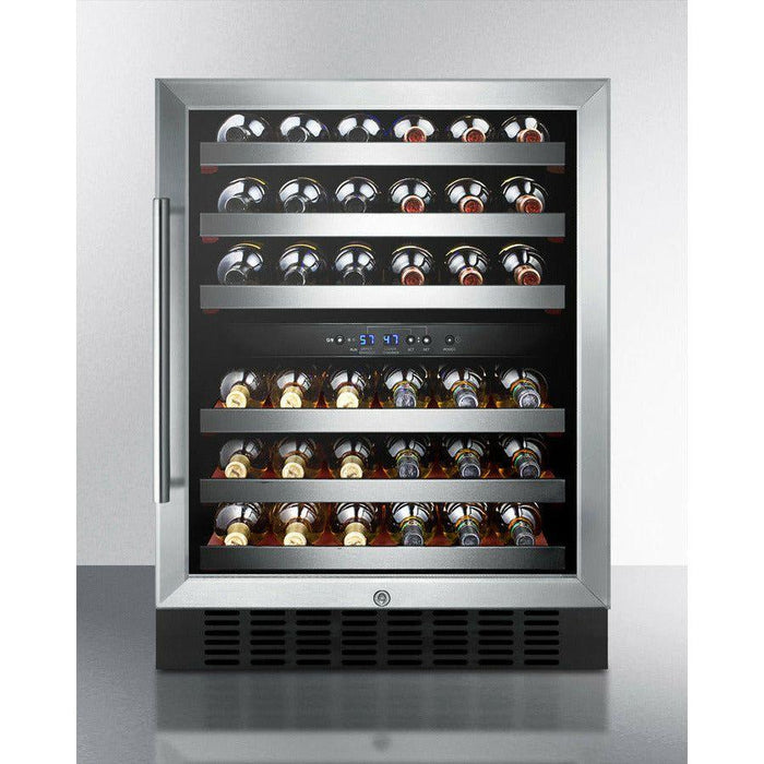 Summit 24 in. Wide Built-In Wine Cellar, ADA Compliant with 46 Bottle Capacity, Right Hinge, Glass Door, With Lock, 6 Extension Wine Racks, Digital Control, Compressor Cooling, ETL Approved, Digital Thermostat - SWC530BLBIST