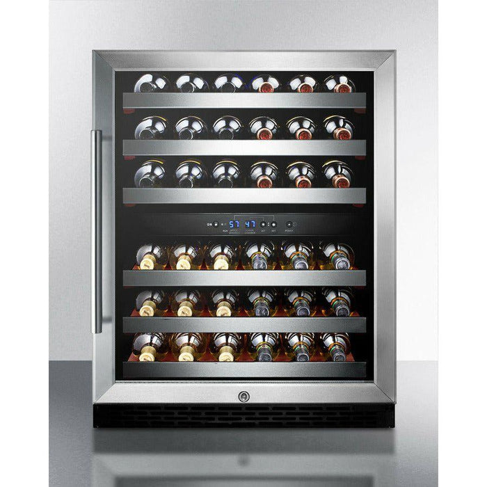 Summit 24 in. Wide Built-In Wine Cellar, ADA Compliant with 46 Bottle Capacity, Right Hinge, Glass Door, With Lock, 6 Extension Wine Racks, Digital Control, Compressor Cooling, ETL Approved, Digital Thermostat - SWC530BLBIST