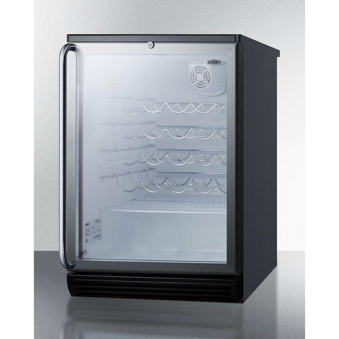 Summit 24 in. Wide Built-In Wine Cellar with 36 Bottle Capacity, Right Hinge, Glass Door, With Lock, 4 Adjustable Wine Racks, Analog Control, LED Light, Compressor Cooling, ETL Approved, CFC Free - SWC6GBLBI