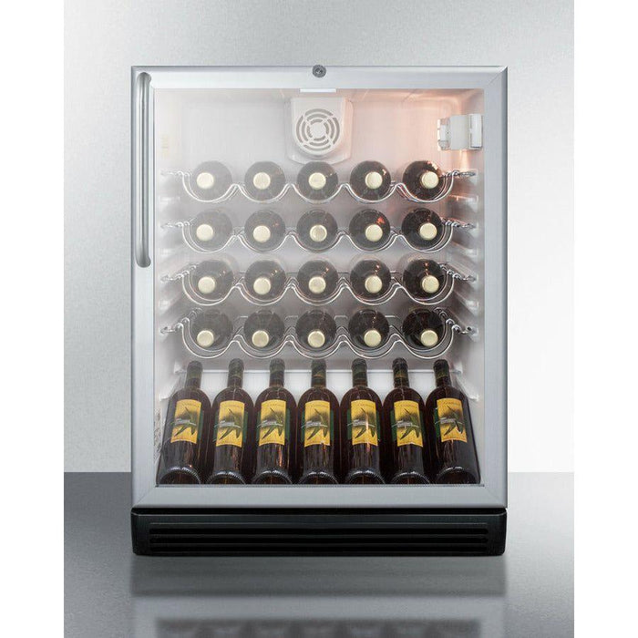 Summit 24 in. Wide Built-In Wine Cellar with 36 Bottle Capacity, Right Hinge, Glass Door, With Lock, 4 Adjustable Wine Racks, Analog Control, LED Light, Compressor Cooling, ETL Approved, CFC Free - SWC6GBLBI