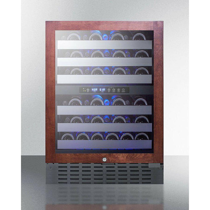 Summit 24 in. Wide Built-In Wine Cellar with 46 Bottle Capacity, Right Hinge, Glass Door, With Lock, 6 Extension Wine Racks, Digital Control, LED Light, Compressor Cooling, ETL Approved, CFC Free, Automatic Defrost - SWC532BLBIST