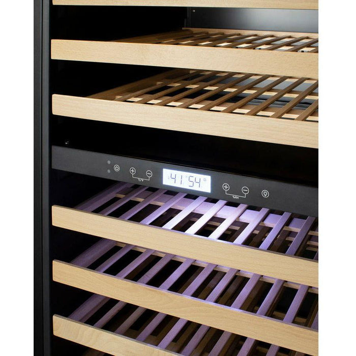 Summit 24 in. Wide Dual Zone Wine Cellar with 162 Bottle Capacity, Right Hinge, Glass Door, With Lock, 13 Extension Wine Racks, Digital Control, LED Light, Compressor Cooling, Digital Thermostat, High/Low Temperature Alarm - SWC1966B