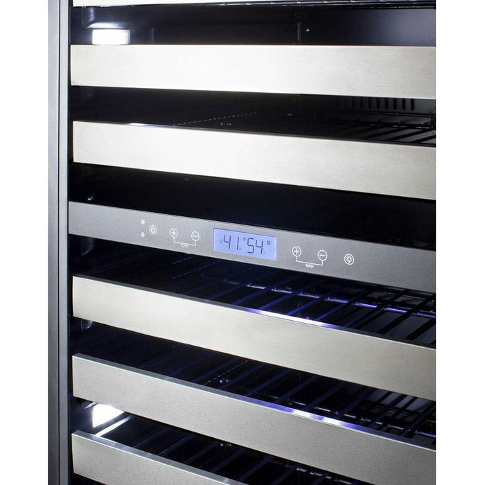 Summit 24 in. Wide Dual-Zone Wine Cellar with 163 Bottle Capacity, With Lock, 13 Extension Wine Racks, Digital Control, LED Light, Compressor Cooling, ETL Approved, CFC Free, High/Low Temperature Alarm, Double Pane Tempered Glass Door - SWCP2163