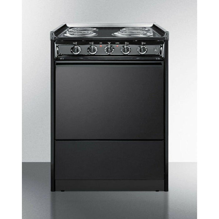 Summit 24 in. Wide Electric Coil Range with 4 Elements, 2.92 cu. ft. Total Oven Capacity, Storage Drawer, ADA Compliant, Storage Drawer - TEM610CR