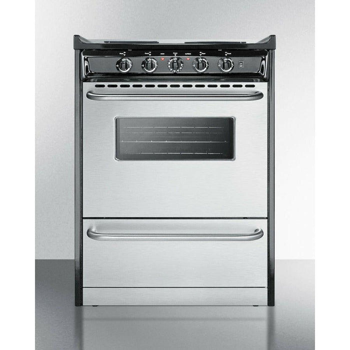 Summit 24 in. Wide Electric Coil Range with 4 Elements, 2.92 cu. ft. Total Oven Capacity, Storage Drawer, ADA Compliant, Storage Drawer - TEM610CRW