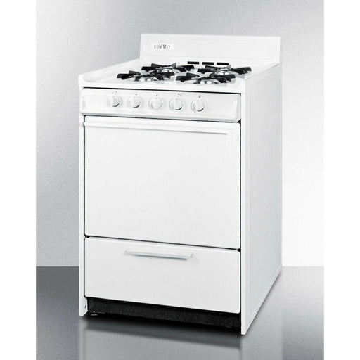 Summit 24 in. Wide Gas Range with 4 Open Burners, 2.92 cu ft Oven, Broiler Drawer, Electronic Ignition, Porcelain Construction - WNM610