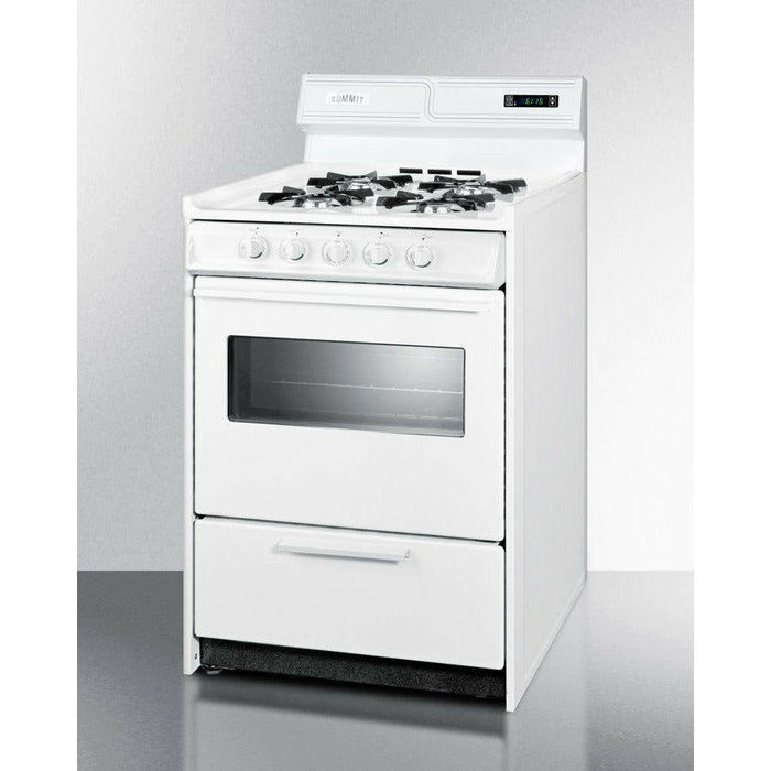 Summit 24 in. Wide Gas Range with Natural Gas, 4 Open Burners, 2.92 cu. ft. Total Oven Capacity, Viewing Window, Broiler Drawer - WNM6307