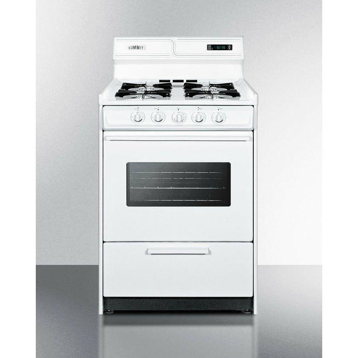 Summit 24 in. Wide Gas Range with Natural Gas, 4 Open Burners, 2.92 cu. ft. Total Oven Capacity, Viewing Window, Broiler Drawer - WNM6307