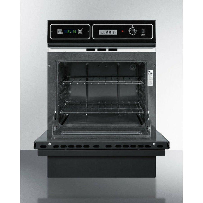 Summit 24 in. Wide Gas Wall Oven with Removable Door, LP Conversion, Electronic Ignition, Porcelain Interior, Lower Broiler, Digital Clock - TTM7212