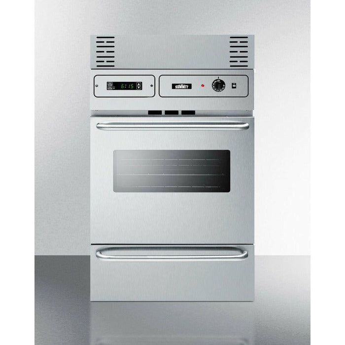 Summit 24 in. Wide Gas Wall Oven with Removable Door, LP Conversion, Electronic Ignition, Porcelain Interior, Lower Broiler, Digital Clock - TTM7212