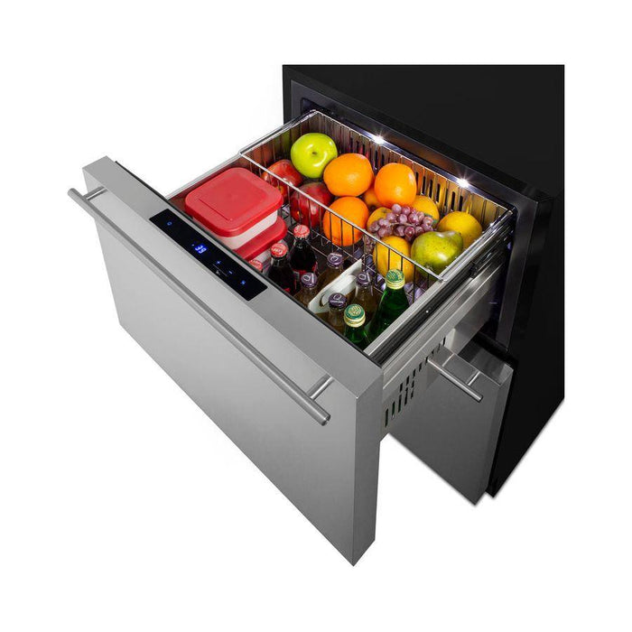 Summit 24 in. Wide Outdoor 2-Drawer All-Refrigerator, ADA Compliant with 3.7 cu. ft. Capacity, Frost Free Defrost, Frost-Free Operation, CFC Free, Commercially Approved, Child Lock, Temperature Memory Function - ADRD241OS