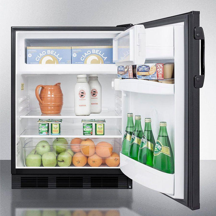 Summit 24 in. Wide Refrigerator-Freezer, ADA Compliant with 5.1 cu. ft. Capacity, 2 Wire Shelves, Right Hinge with Reversible Doors, with Door Lock, Crisper Drawer, Cycle Defrost, CFC Free, Adjustable Thermostat, Crisper - CT66