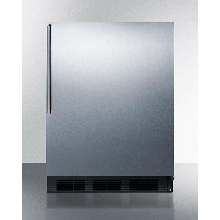 Summit 24 in. Wide Refrigerator-Freezer with 5.1 cu. ft. Capacity, 2 Glass Shelves, Right Hinge, Crisper Drawer, Cycle Defrost, Cycle Defrost, Adjustable Glass Shelves, Adjustable Thermostat, CFC Free - CT663BKSSH