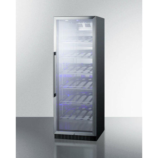 Summit 24 in. Wide Single Zone Commercial Wine Cellar with 35 Bottle Capacity, Right Hinge, Glass Door, With Lock, 6 Fixed Wine Racks, Digital Control, LED Light, Compressor Cooling, ETL Approved, Digital Thermostat, Factory Installed Lock - SCR1401