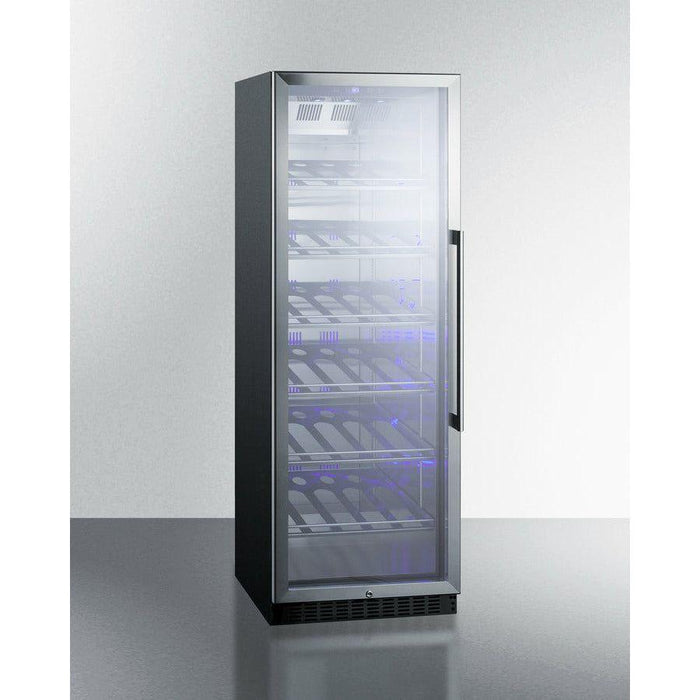 Summit 24 in. Wide Single Zone Commercial Wine Cellar with 35 Bottle Capacity, Right Hinge, Glass Door, With Lock, 6 Fixed Wine Racks, Digital Control, LED Light, Compressor Cooling, ETL Approved, Digital Thermostat, Factory Installed Lock - SCR1401