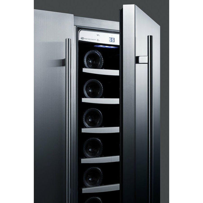 Summit 24 in. Wide Wine/Beverage Center with 5.1 cu. ft. Capacity 9 Shelves Including Wine Racks, Digital Thermostat, CFC Free, Automatic Defrost - SWBV24SS