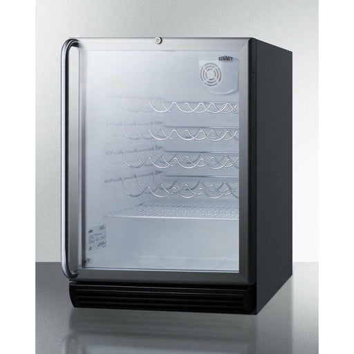 Summit 24 in. Wide Wine Cellar, ADA Compliant with 36 Bottle Capacity, Right Hinge, Glass Door, With Lock, 4 Adjustable Wine Racks, Analog Control, LED Light, Compressor Cooling, Vibration-Free, ETL Approved, CFC Free - SWC6GBL