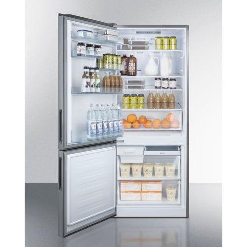 Summit 28 in. Wide Built-In Bottom Freezer Refrigerator - FFBF279SSBILHD