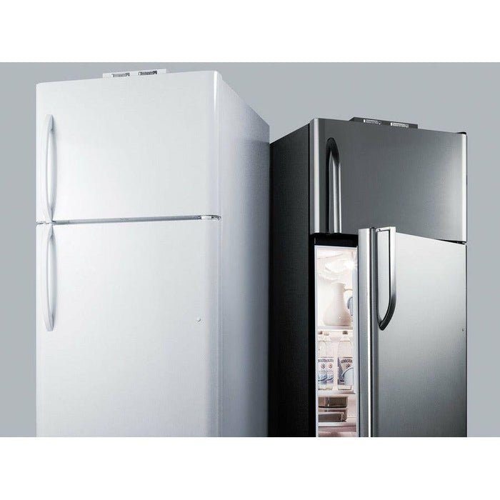 Summit 30 in. Top Freezer Refrigerator with 18 cu. ft. Total Capacity, Adjustable Thermostat and Shelves, CFC Free, High/Low Temperature Alarm, NIST Calibrated Temperature Display, Sealed Back, Gallon Door Bin, CARB Compliant