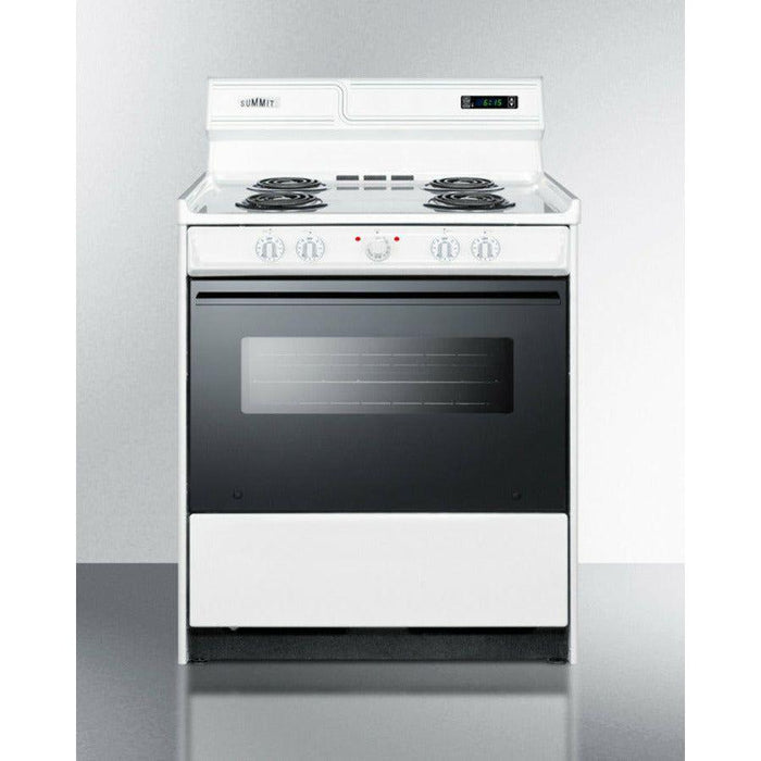 Summit 30 in. Wide Electric Coil Top Range with 4 Coil Elements, 3.69 cu. ft. Total Oven Capacity, Viewing Window, Storage Drawer - WEM2