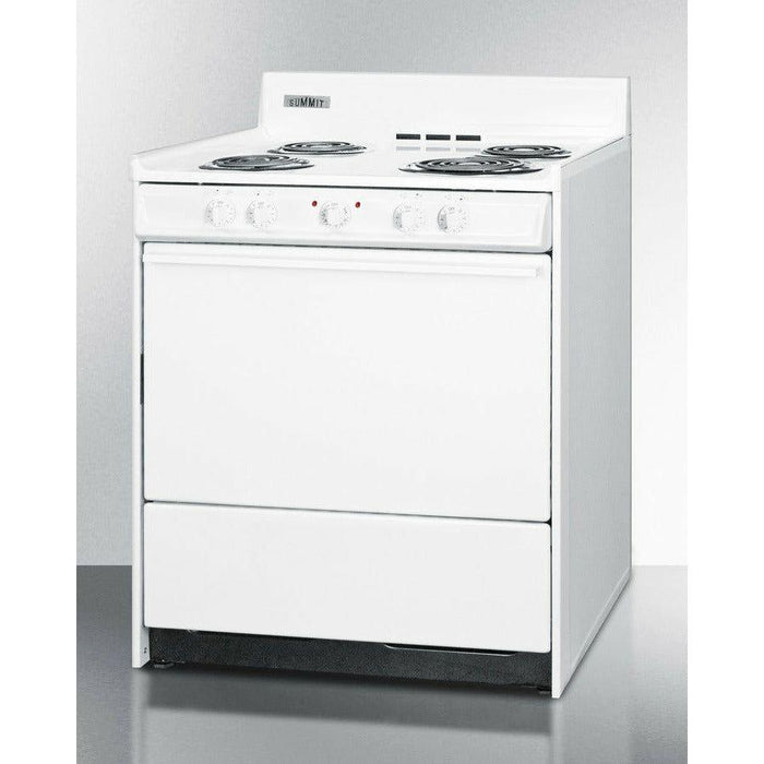 Summit 30 in. Wide Electric Coil Top Range with 4 Coil Elements, 3.7 cu. ft. Total Oven Capacity, Storage Drawer, ADA Compliant - WEM210