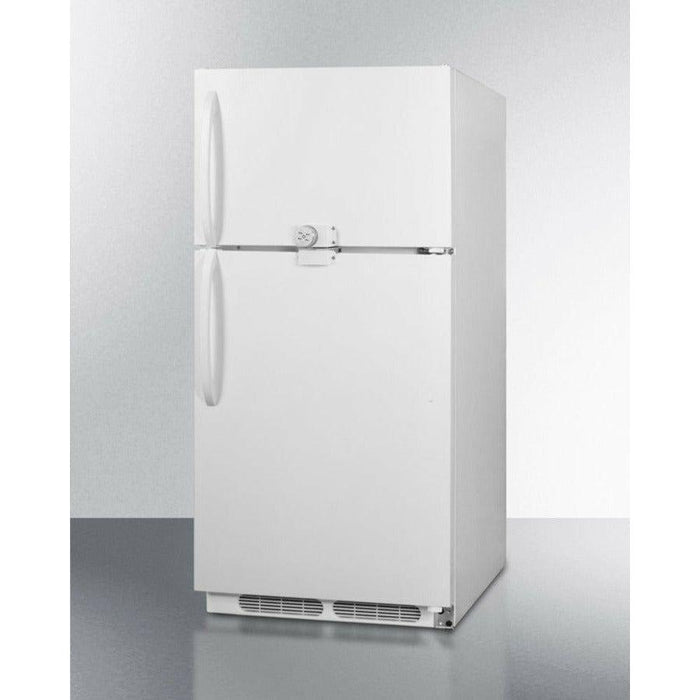 Summit 32 In. Wide Top Mount Refrigerator-Freezer with 20.5.cu.ft Total Capacity, 3 Glass Shelves, Both Hinge with Reversible Doors, Crisper Drawer, Frost Free Defrost, Frost-Free Operation, CFC Free - CTR21LLF2