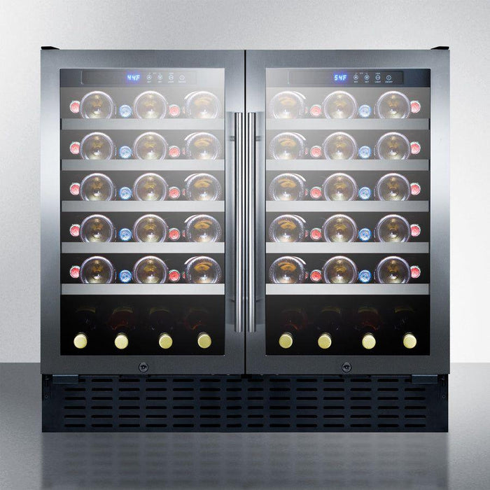 Summit 36 in. Wide Built-In Wine Cellar with 68 Bottle Capacity, Both Hinge, Glass Door, With Lock, 10 Extension Wine Racks, Digital Control, LED Light, Compressor Cooling, ETL Approved, Digital Thermostat, Automatic Defrost - SWC3668