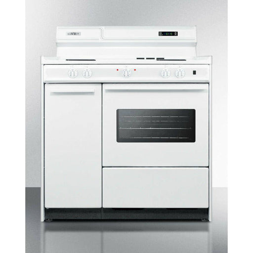 Summit 36 in. Wide Electric Coil Top Range with Oven Window, Side Storage and Clock - WEM430KW