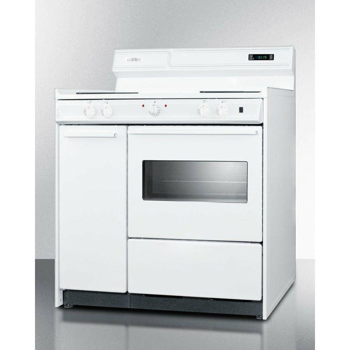 Summit 36 in. Wide Electric Coil Top Range with Oven Window, Side Storage and Clock - WEM430KW