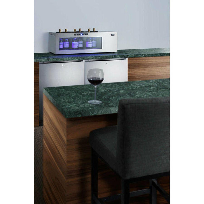 Summit 36 in. Wine Cooler with 6-12 Bottle Capacity, Digital Control, LED Light, Compressor Cooling, ETL Approved, Digital Thermostat, Automatic Defrost, CFC Free, High/Low Temperature Alarm, Control panel lock, Adjustable LED lighting - STC