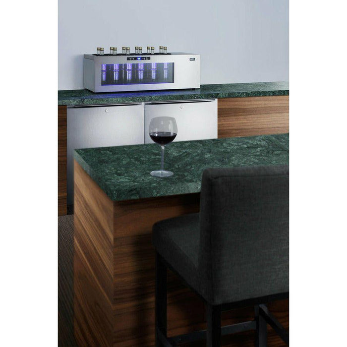 Summit 36 in. Wine Cooler with 6-12 Bottle Capacity, Digital Control, LED Light, Compressor Cooling, ETL Approved, Digital Thermostat, Automatic Defrost, CFC Free, High/Low Temperature Alarm, Control panel lock, Adjustable LED lighting - STC